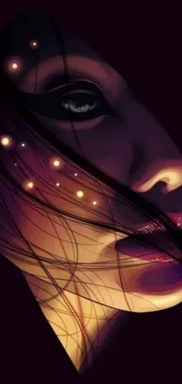 This stunning digital art wallpaper features a close-up of a woman's face with long hair
