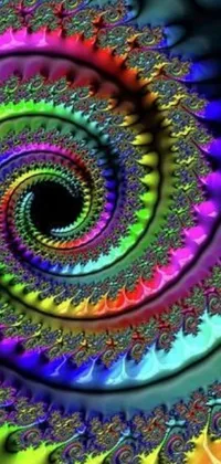 This mesmerizing live wallpaper for your phone features a computer-generated spiral design in vivid technicolor