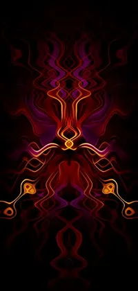 This live phone wallpaper sports an electric red and purple abstract design with fluid lines set on a black background