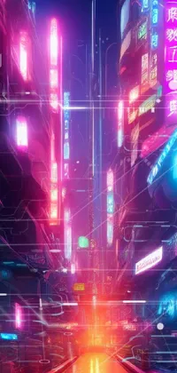 Cyberpunk neon city street at night. Futuristic city scene in a