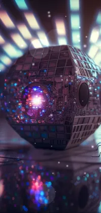 Add some shimmer and shine to your phone's screen with this live wallpaper! Featuring a mesmerizing disco ball sitting on a fabulously tiled floor, this wallpaper's spectacular digital art is inspired by the latest design trends