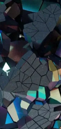 Discover the stunning close-up of microscopic glass pieces with this crystal cubism live wallpaper