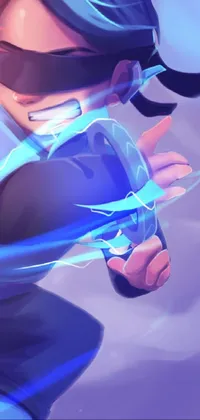 This phone live wallpaper showcases a person on a skateboard, featuring blue fire effects
