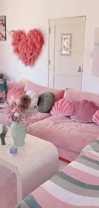 Get lost in a pink wonderland with this dreamy living room-inspired phone live wallpaper