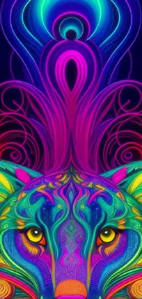 Looking for a psychedelic and eye-catching live wallpaper for your phone? Check out this vibrant and colorful cat design on a black background! Complete with mesmerizing swirls, patterns, and geometric shapes that dance around as you swipe or unlock your phone, this wallpaper is inspired by the classic Lisa Frank style