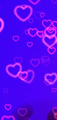 Bring your phone to life with this stunning live wallpaper, featuring a group of hearts set against a vibrant blue background