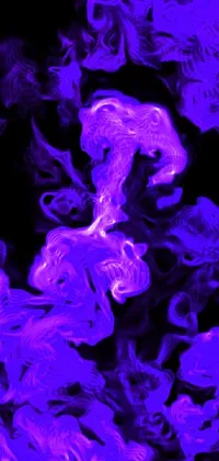 The Purple Smoke live wallpaper features mesmerizing generative art with shades of neon blacklight colors set against a deep black void 1a background
