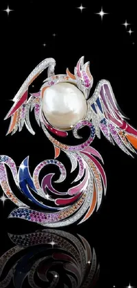 This live phone wallpaper captures the intricate design of a pearl-adorned brooch enveloped in a vibrant aura