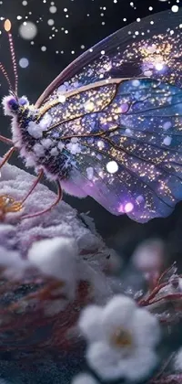 Purple Branch Insect Live Wallpaper