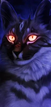 Looking for a stunning phone wallpaper that exudes a regal and mystical vibe? Look no further than this incredible live wallpaper featuring a beautiful Maine Coon cat with glowing eyes! With its stunning airbrushed style and intricate details, this enchanting piece of digital art is sure to captivate and inspire