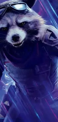 This charming phone live wallpaper features an anthropomorphic sloth wearing goggles and racing gear, reminiscent of Marvel's Rocket Raccoon with Thanos-style traits