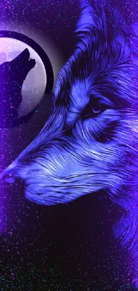 This stunning live wallpaper features an illustration of a wolf in a digital art style, inspired by Wolf Huber