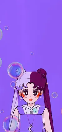 This phone live wallpaper showcases a captivating Sailor Moon dress in a tumblr purism style with a solid background