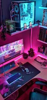 Purple Computer Desk Blue Live Wallpaper