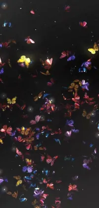 This phone live wallpaper boasts a vibrant display of fluttering butterflies against a holographic background
