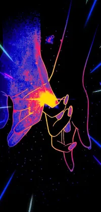 This phone live wallpaper showcases a heartwarming close-up of two individuals holding hands against a dark background