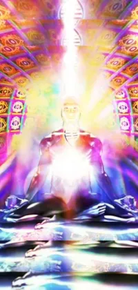 This phone live wallpaper depicts a man in meditation, with holographic krypton ion beams emanating from his third eye