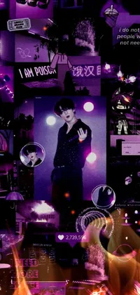This live wallpaper blends beautiful shades of purple and black, with stunning lighting effects, perfect for your device