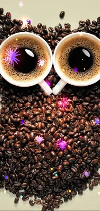 This phone live wallpaper features a photorealistic coffee owl made entirely out of coffee beans