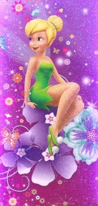 Looking for a whimsical live wallpaper for your phone? Check out this delightful Tinker Tinker Tinker design! Decorated with a lovely airbrush painting in hues of green and purple, this wallpaper is a captivating study of a flower fairy