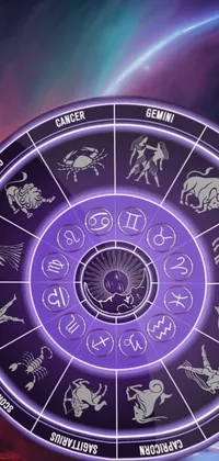 This live wallpaper showcases a captivating digital rendering of a person gazing at a circle of zodiac signs