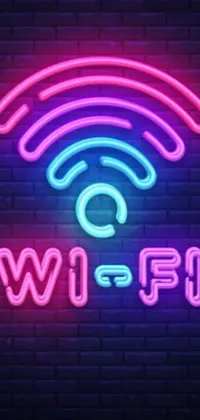 This phone live wallpaper boasts a neon wifi sign set against a brick wall, resulting in an edgy industrial style