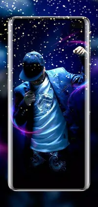 Transform the look of your phone with this electrifying live wallpaper featuring a stylish cell phone held by an impressive dancer