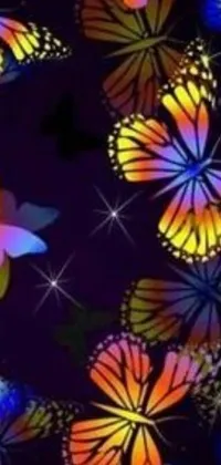 This phone live wallpaper showcases a scenic display of butterflies flying in the air