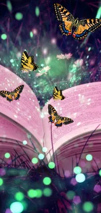 Transform your phone into a magical world of books and butterflies with this trending digital art live wallpaper