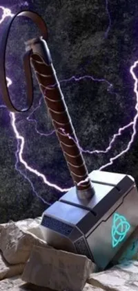 This electrifying live wallpaper showcases Thor, the God of Thunder, wielding his mighty hammer against a stunning backdrop of an auto-destructive art design