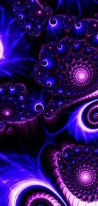 This live wallpaper features a computer generated image of purple and blue spirals, imbued with a mystical and magical quality