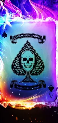 This stunning live wallpaper for phones features a burning Ace of Spades playing card with a skull design