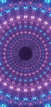 Looking for a stunning live wallpaper for your phone? Check out this mesmerizing circular pattern with blue and purple lights, eye, rose, alien, wormhole, infinity time loop, and pink and purple nebula clouds