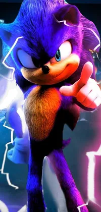 Introducing an electrifying Sonic the Hedgehog live wallpaper for your phone, featuring the iconic character against a bustling city street backdrop
