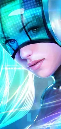 Get a cyberpunk vibe with this live wallpaper for your phone! The close-up portrait features a futuristic helmet and sleek design that captures the essence of the genre