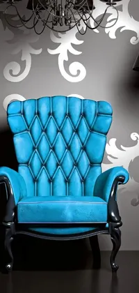 The striking blue chair live wallpaper for your phone is a beautiful contemporary room with a modern lamp