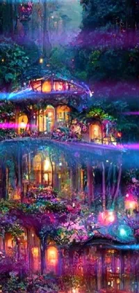 Enter a realm of enchantment with the forest tree house live wallpaper