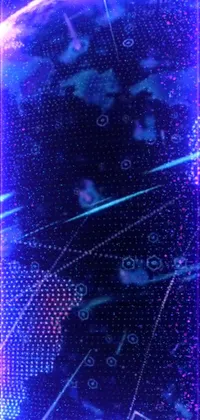 This live wallpaper features a striking computer screen design featuring a glowing globe set against a colorful abstract background