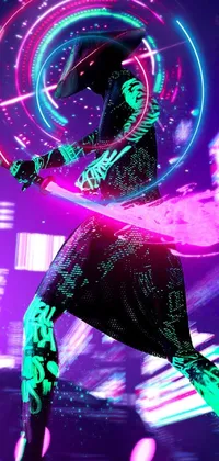 This cyberpunk-inspired live wallpaper features a close-up view of a skateboard and a neon-lit scene