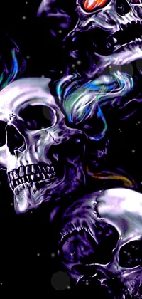 Looking for a phone wallpaper that's equal parts edgy and mesmerizing? Look no further than this digital art depiction of two skulls