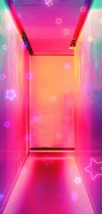 This stunning phone live wallpaper features a neon-lit hallway with stars and beautiful digital art that evokes a sense of magic and wonder
