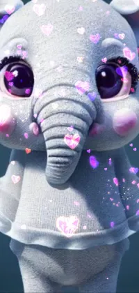 This phone live wallpaper showcases a charming close-up of an elephant wearing a cozy sweater