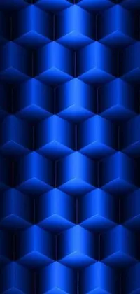 This phone live wallpaper features a soothing blue background with a geometric pattern of hexagonal shapes in lighter and darker shades