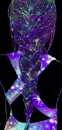 This stunning live phone wallpaper showcases an elegant woman with long hair dressed in a neon dress, complete with a mesmerizing holographic effect