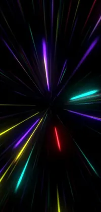Looking for a mesmerizing phone live wallpaper? Check out this stunning raytraced image featuring colorful light streaks on a black background