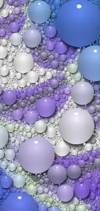 This phone live wallpaper boasts a unique design of violet and blue balls atop a gravel bed