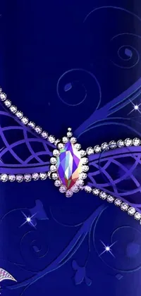 This live wallpaper for your phone showcases a stunning, diamond necklace on a vivid blue background