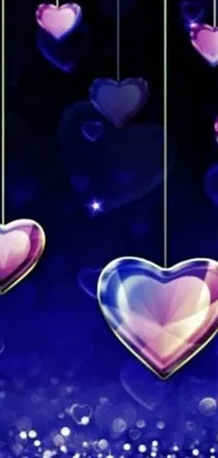 Looking for a stunning live wallpaper that will give your phone a new lease on life? Look no further than this beautiful digital art masterpiece, featuring a charming collection of hearts hanging from delicate strings