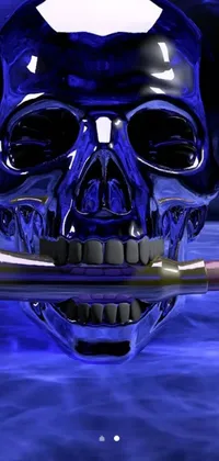 Looking for an edgy live wallpaper to give your phone a bold and unconventional look? Check out this digital rendering of a skull with a bullet sticking out of its mouth! The blue metal tones and ultra-sharp details create a modern aesthetic that is perfect for heavy body modification enthusiasts
