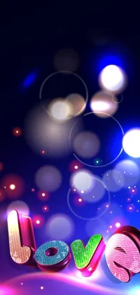 Looking for a beautiful live wallpaper for your phone? Check out this colorful rendering of the word "love" in cinema 4D, complete with blurry lights and an abstract dot background